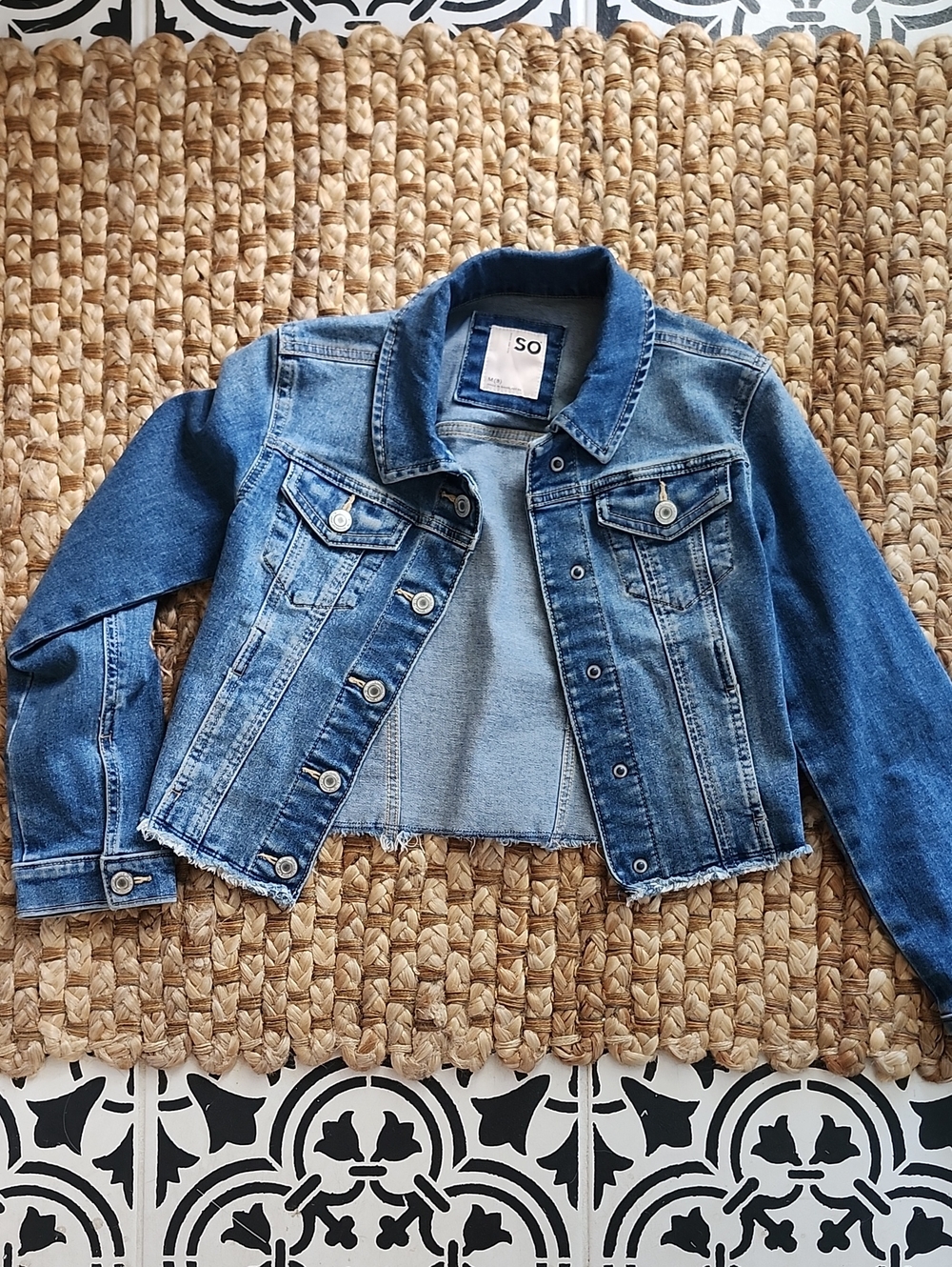 SO Girls' Cropped Blue Denim Jacket